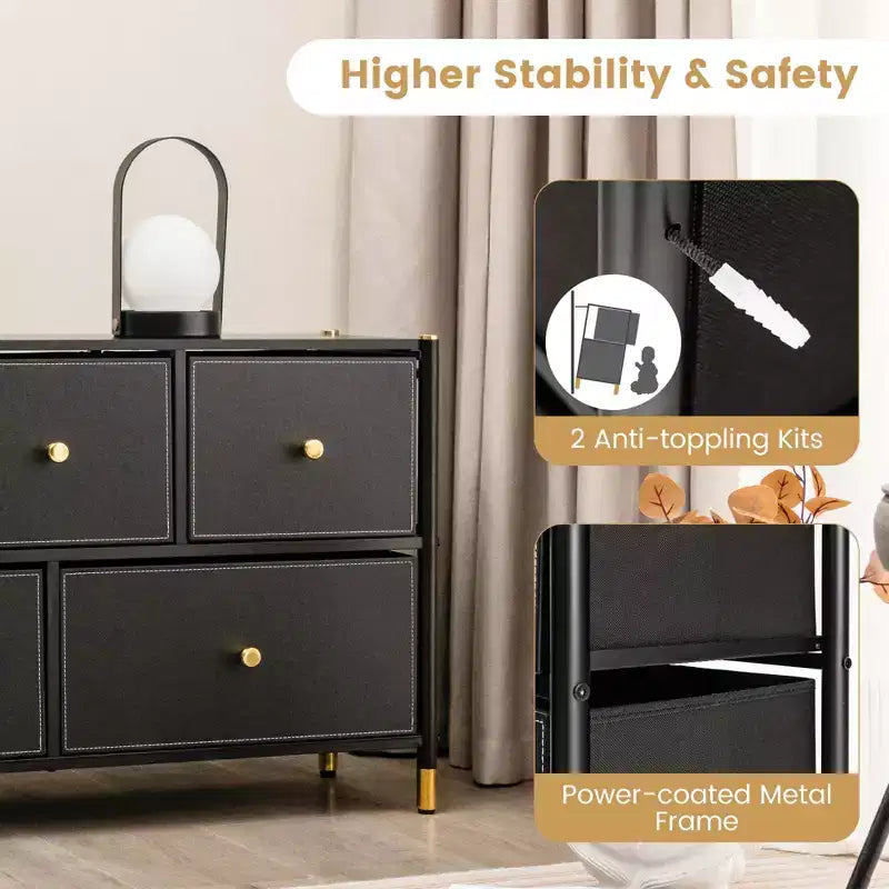 Fabric Dresser Tower with Foldable Drawers – 6 or 8 Drawer Storage Organizer