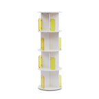 VECELO 4 Tier Standing Bookcase 360 Display Floor Standing Storage Rack with Acrylic Visible Window Partition, Rotating Bookshelf