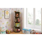 4-Tier Rotating Bookcase with Acrylic Partition