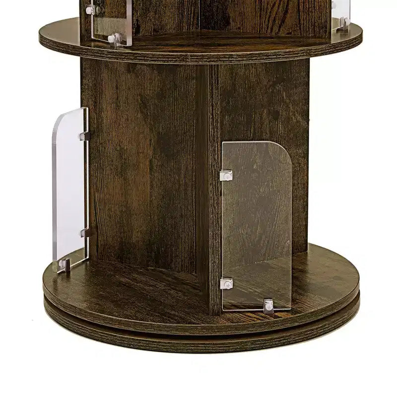 4-Tier Rotating Bookcase with Acrylic Partition