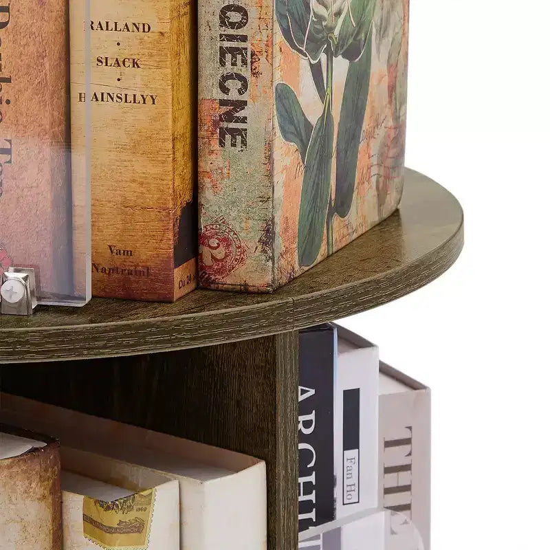 4-Tier Rotating Bookcase with Acrylic Partition