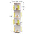 4-Tier Rotating Bookcase with Acrylic Partition