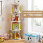 4-Tier Rotating Bookcase with Acrylic Partition