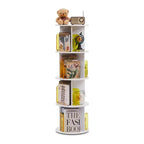 4-Tier Rotating Bookcase with Acrylic Partition