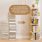 4-Tier Rotating Bookcase with Acrylic Partition