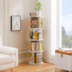 4-Tier Rotating Bookcase with Acrylic Partition
