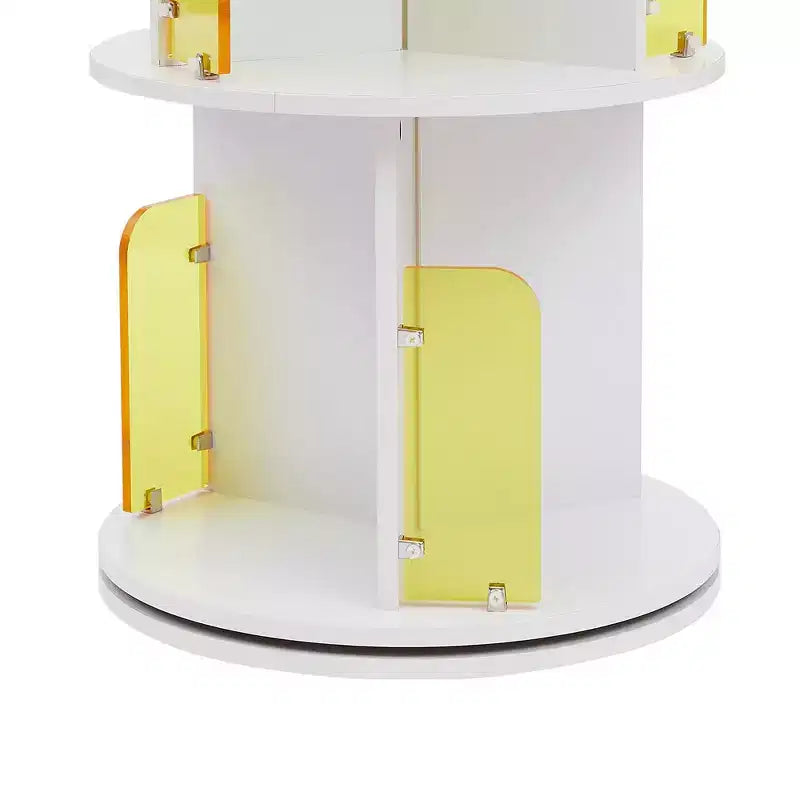 4-Tier Rotating Bookcase with Acrylic Partition