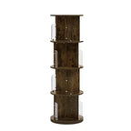 4-Tier Rotating Bookcase with Acrylic Partition