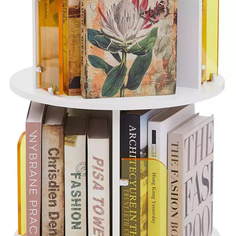 4-Tier Rotating Bookcase with Acrylic Partition