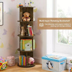 4-Tier Rotating Bookcase with Acrylic Partition