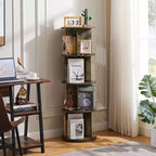 4-Tier Rotating Bookcase with Acrylic Partition
