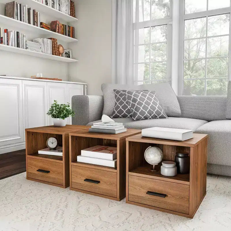 Stackable Cube End Table with Drawer