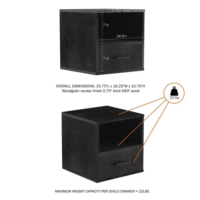Stackable Cube End Table with Drawer