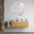 Stufurhome Round Beveled Edge 3 Colors Dimmable LED Anti-Fog Memory Wall Mount Bathroom Vanity Mirror