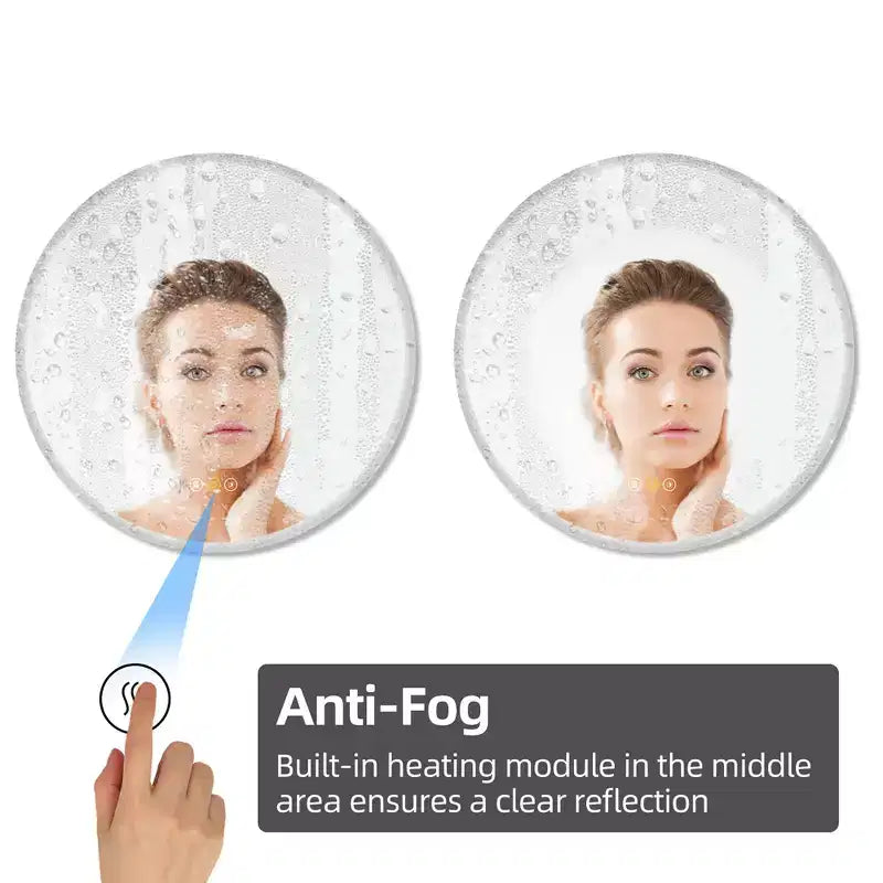 Round Beveled Edge LED Bathroom Vanity Mirror with Anti-Fog and Dimmable Light