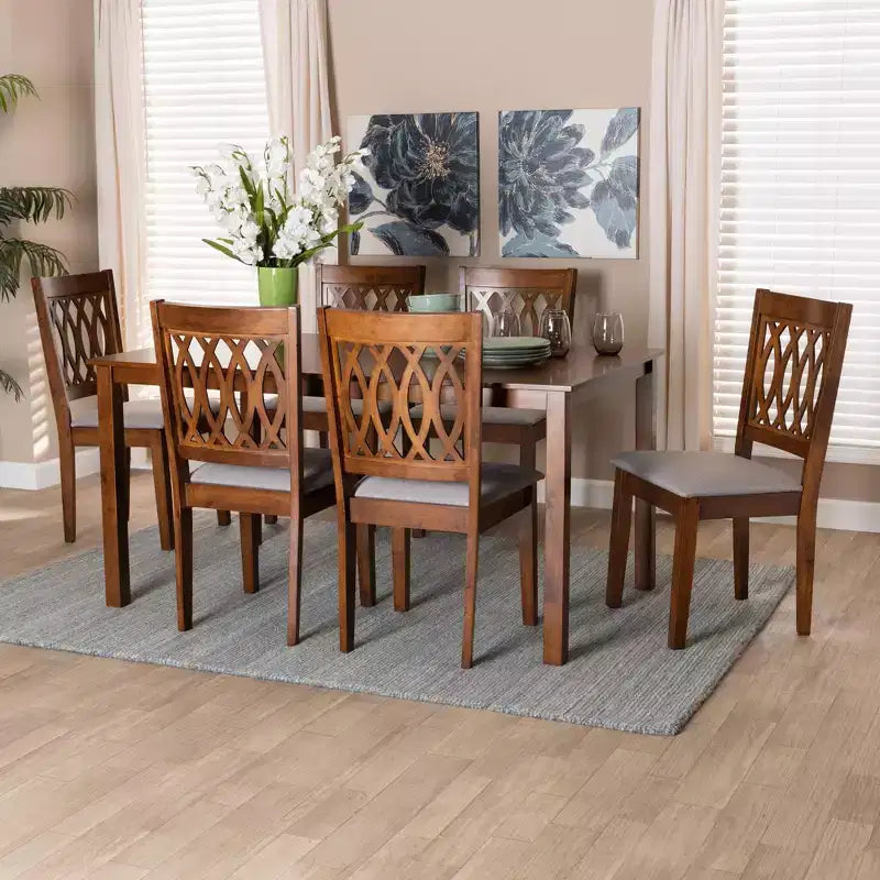 Baxton Studio Florencia Modern Fabric and Wood Dining Set