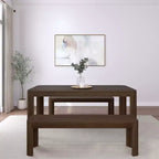 Plank+Beam 72 Modern Rounded Solid Wood Dining Table Set with 2 Benches