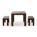 Plank+Beam 72 Modern Rounded Solid Wood Dining Table Set with 2 Benches