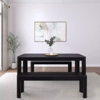 Plank+Beam 72 Modern Rounded Solid Wood Dining Table Set with 2 Benches