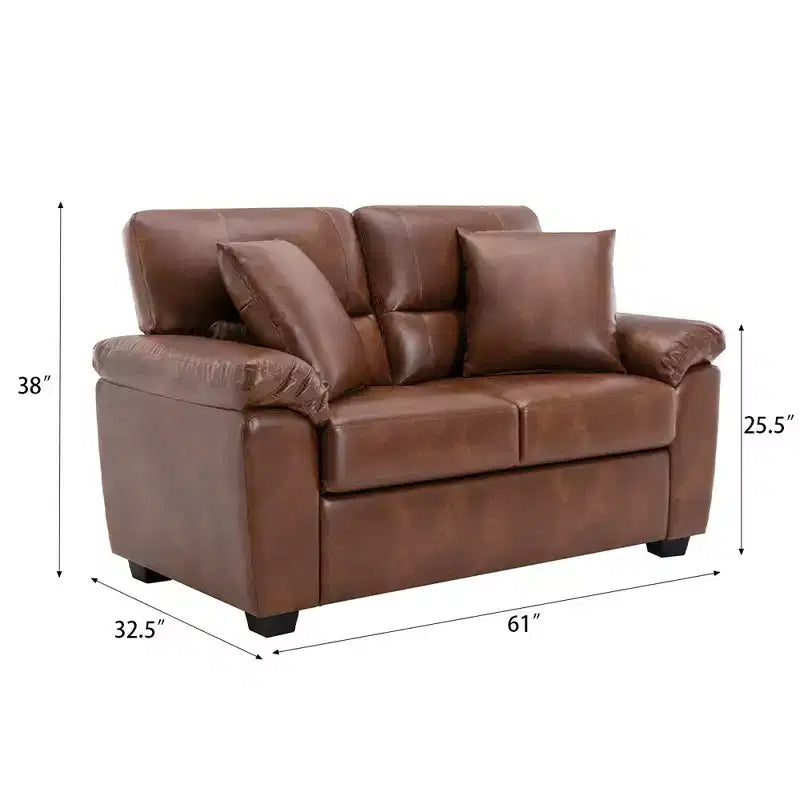 6-zits set met bank, loveseat en fauteuil voor de woonkamer, bank van kunstleer met kussens, chocoladebruin en zwart - Morden Fort
