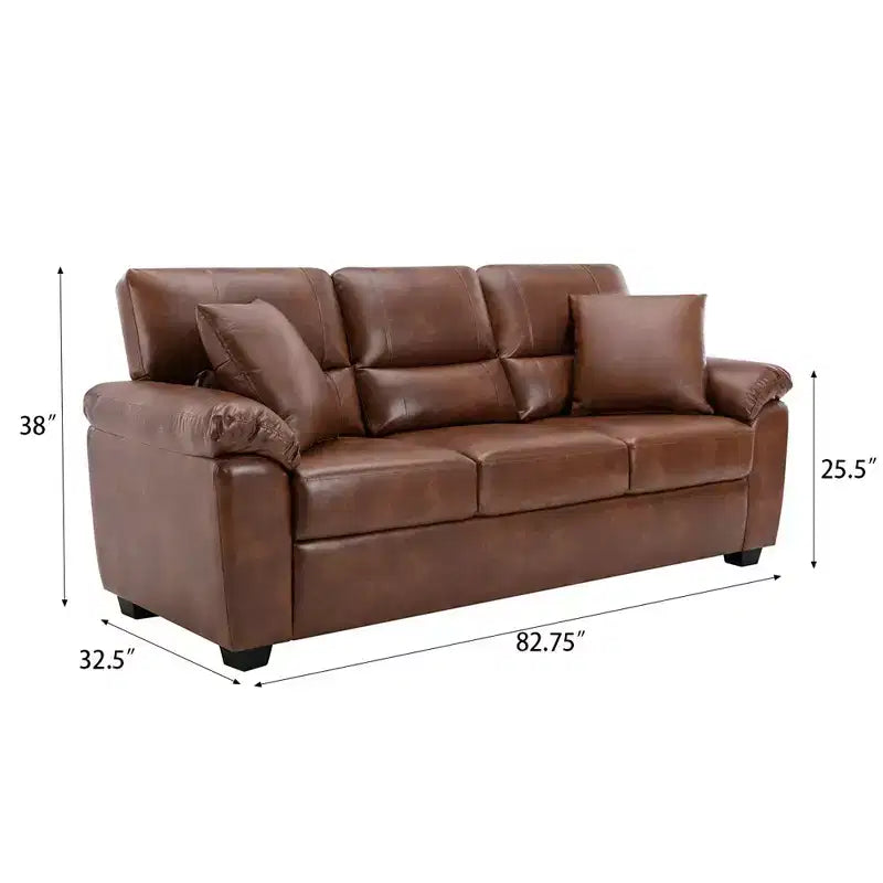 6-zits set met bank, loveseat en fauteuil voor de woonkamer, bank van kunstleer met kussens, chocoladebruin en zwart - Morden Fort
